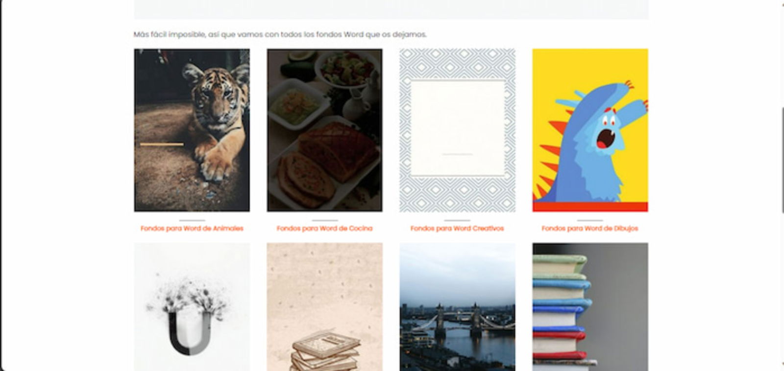 La web de Todo portadas cuenta con un vasto catálogo de imágenes para Word