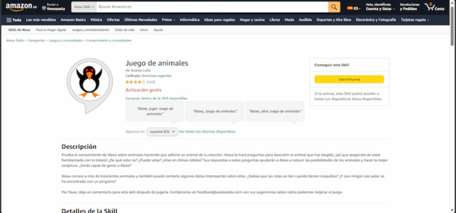 Ahora es el turno de Alexa de adivinar el animal en el que estás pensando, utilizando algunas pistas