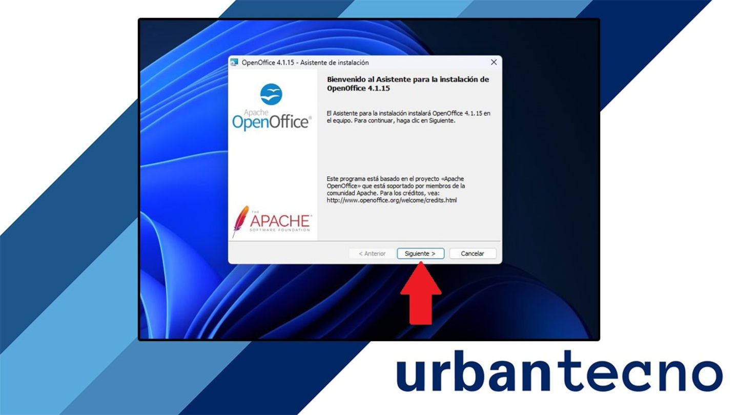 Continuar con la instalación de OpenOffice