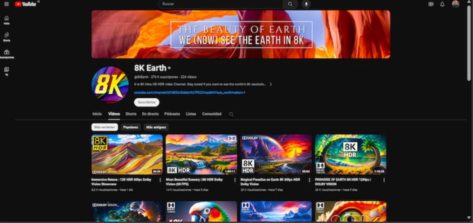 Mejores canales de YouTube con vídeos en 8K