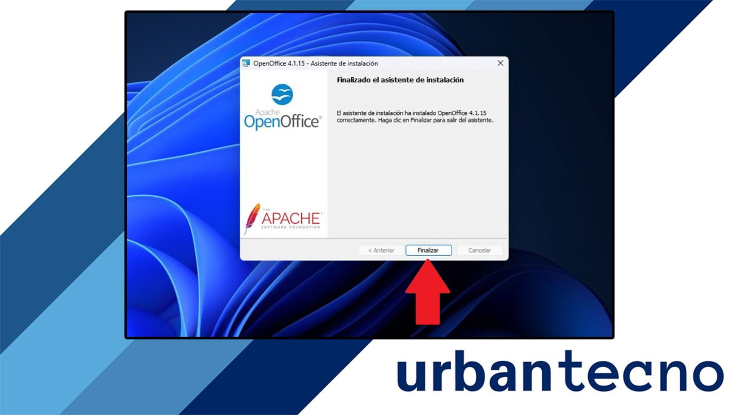 Finalizar instalación de OpenOffice