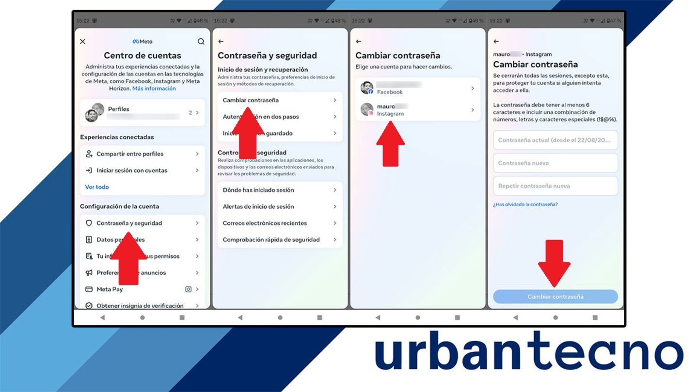 Cambiar la contraseña de la cuenta de Instagram