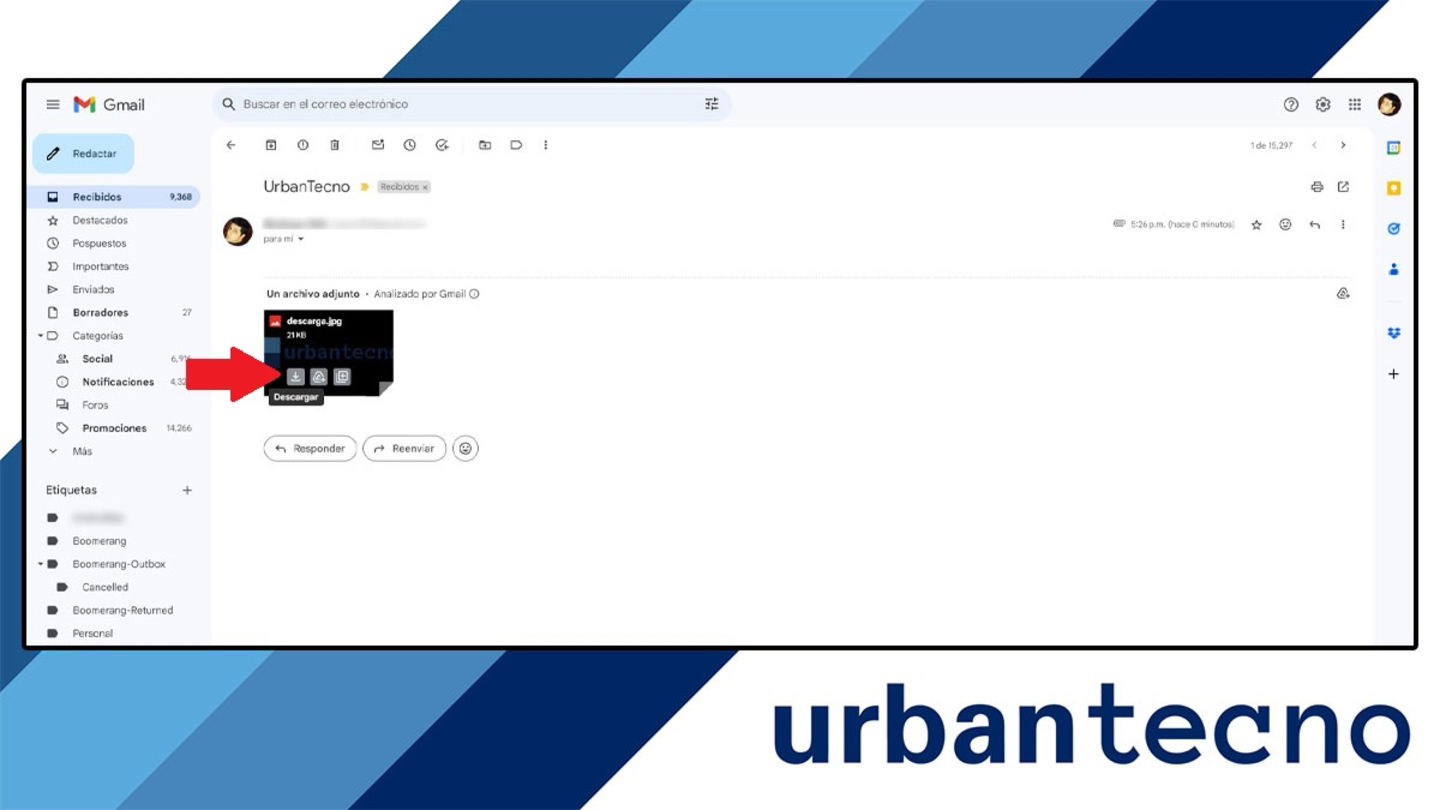 Descargar imagen adjunta en Gmail