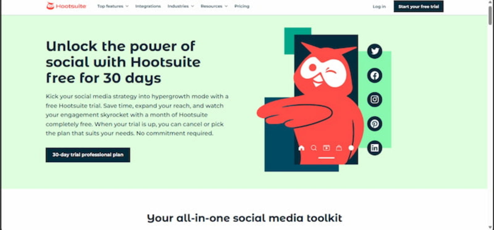 Hootsuite ofrece una prueba gratuita, pero si realmente quieres aprovecharla al máximo, debes suscribirte a alguno de sus planes