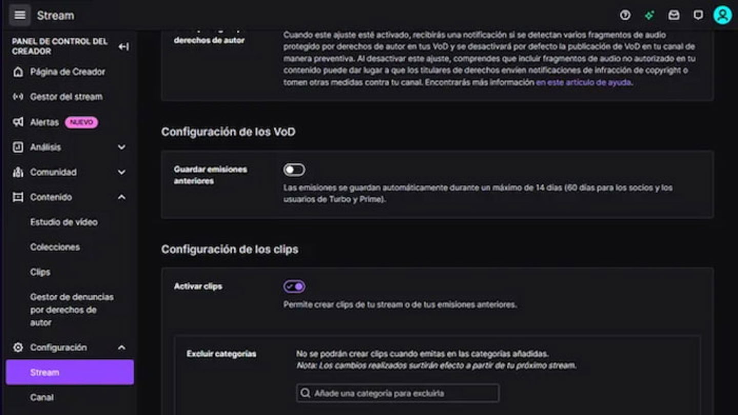 Para poder descargar tus vídeos de Twitch debes haber habilitado la opción de que las transmisiones queden guardadas en tu perfil