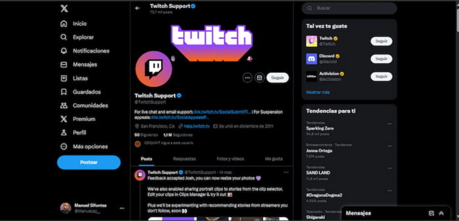 Twitch tiene una cuenta en X dedicada al soporte de usuarios