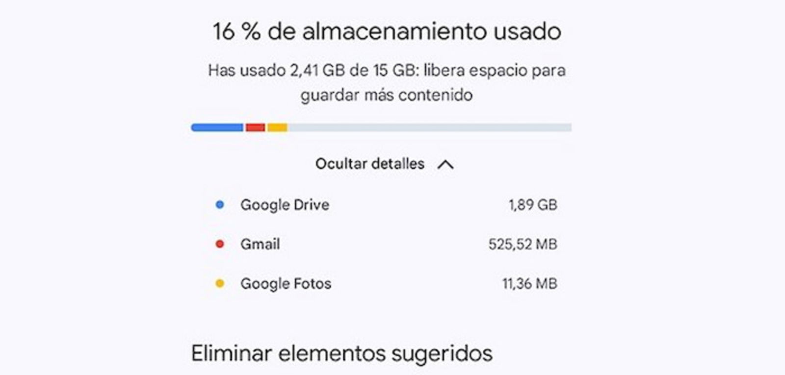 Debes comprobar que tienes espacio de almacenamiento libre en tu cuenta de Google