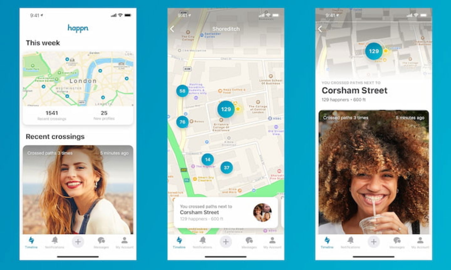 La aplicación de happn apuesta mucho por los Matches entre personas con las que te has topado por la calle en la vida real