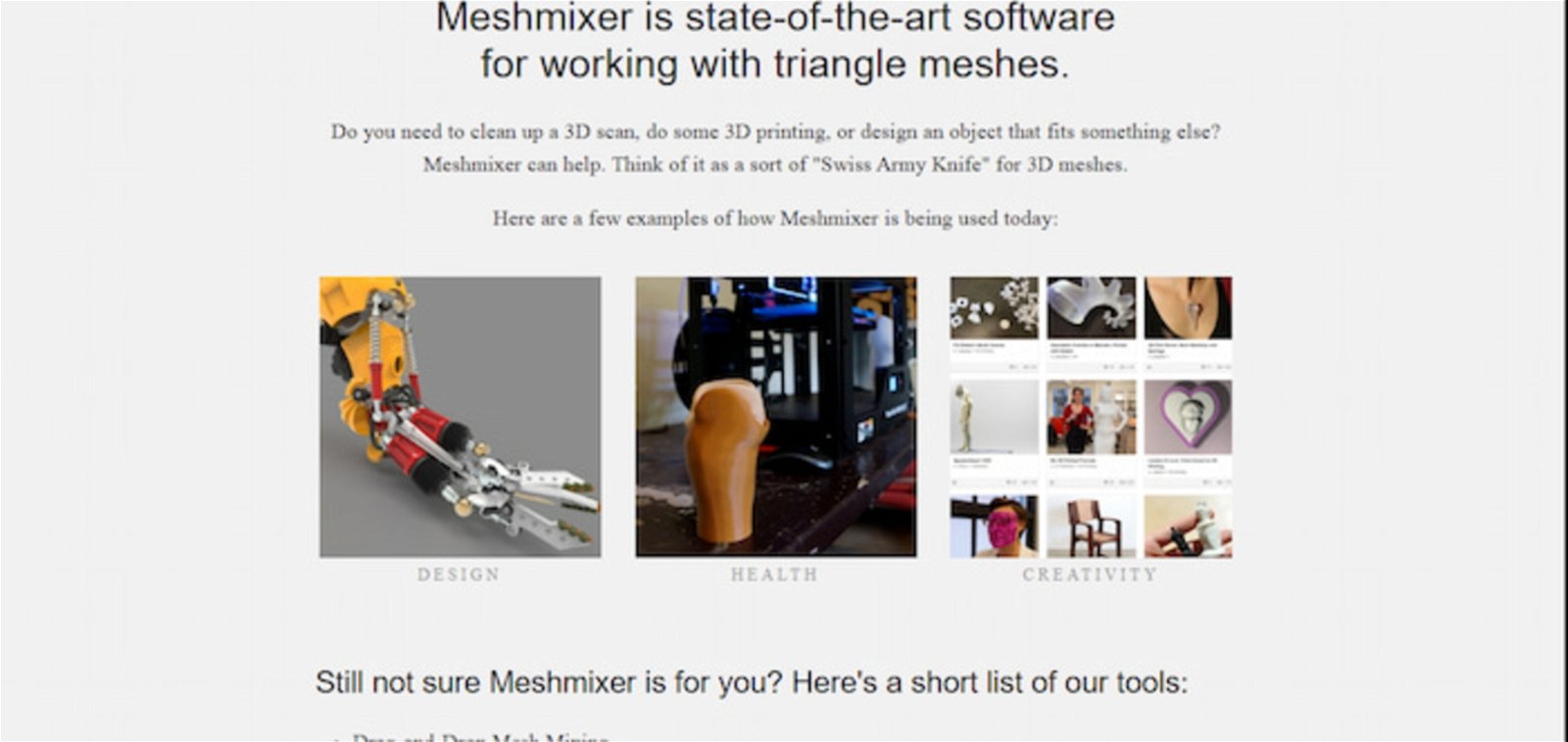 Meshmixer es una herramienta Autodesk que te ofrece un montón de posibilidades. Pero debes tener presente que ya no cuenta con soporte oficial