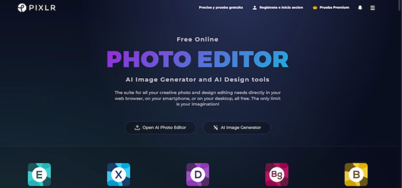 PIXLR es una estupenda alternativa a Canva, aunque no es tan completa como otras herramientas