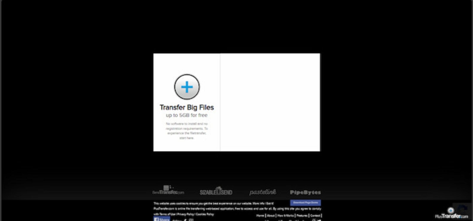 Plus Transfer es una plataforma muy sencilla de utilizar y que no requiere registro para enviar archivos de hasta 5 GB de peso