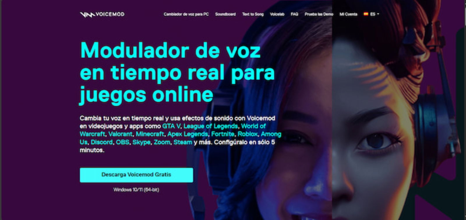 Voicemod tiene la particularidad de que se puede integrar a un montón de videojuegos online populares para aprovechar sus capacidades