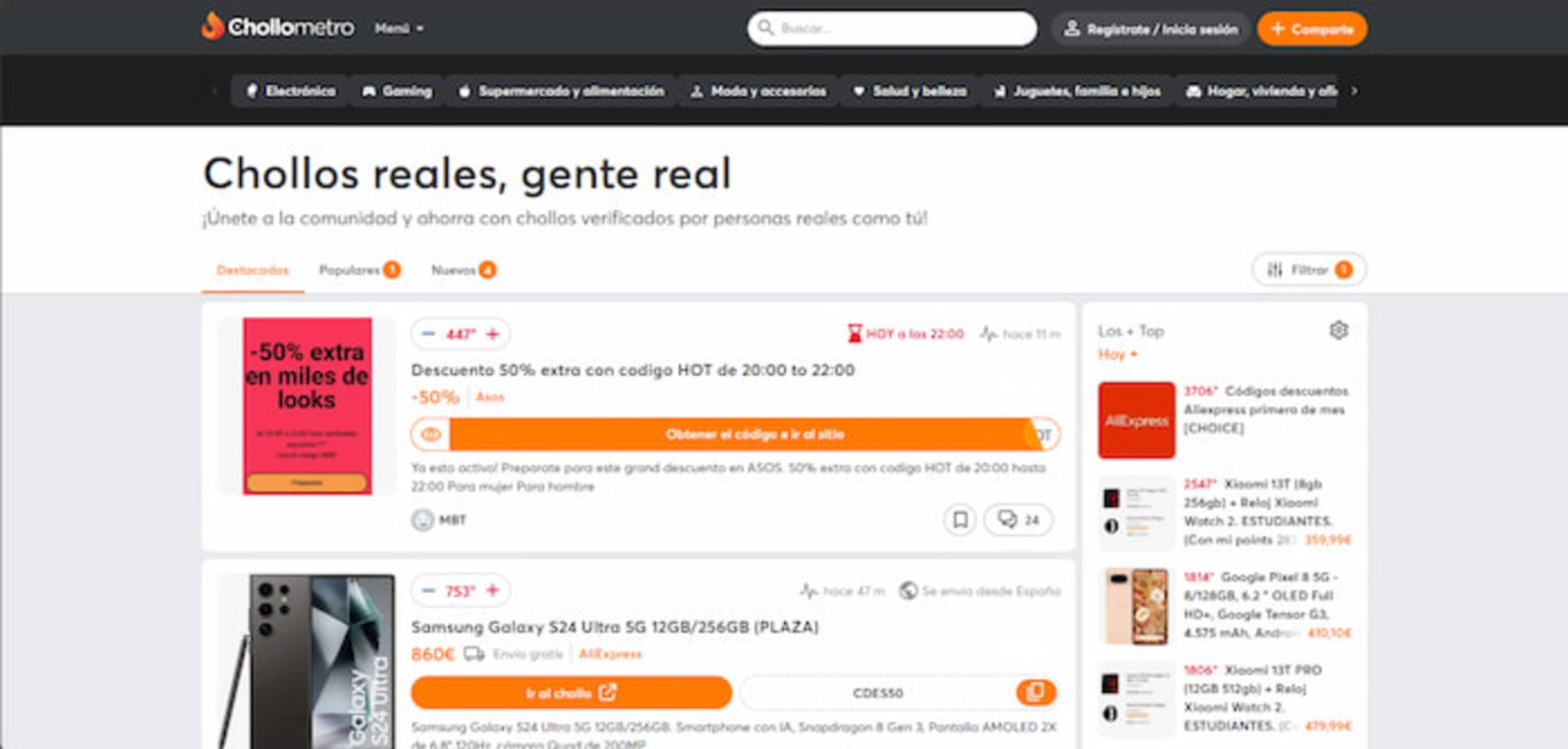Chollometro es una web de cupones, pero que, su principal diferencia, es que estos códigos son compartidos por los usuarios