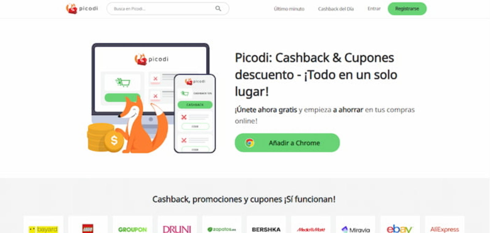 Picodi no solo ofrece cupones de descuento, sino también promociones y un sistema de cashback que puedes aprovechar para ahorrar dinero