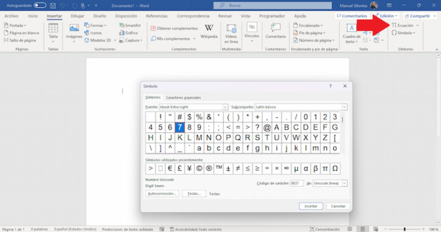 Puedes insertar símbolos matemáticos en un documento de Word de forma sencilla