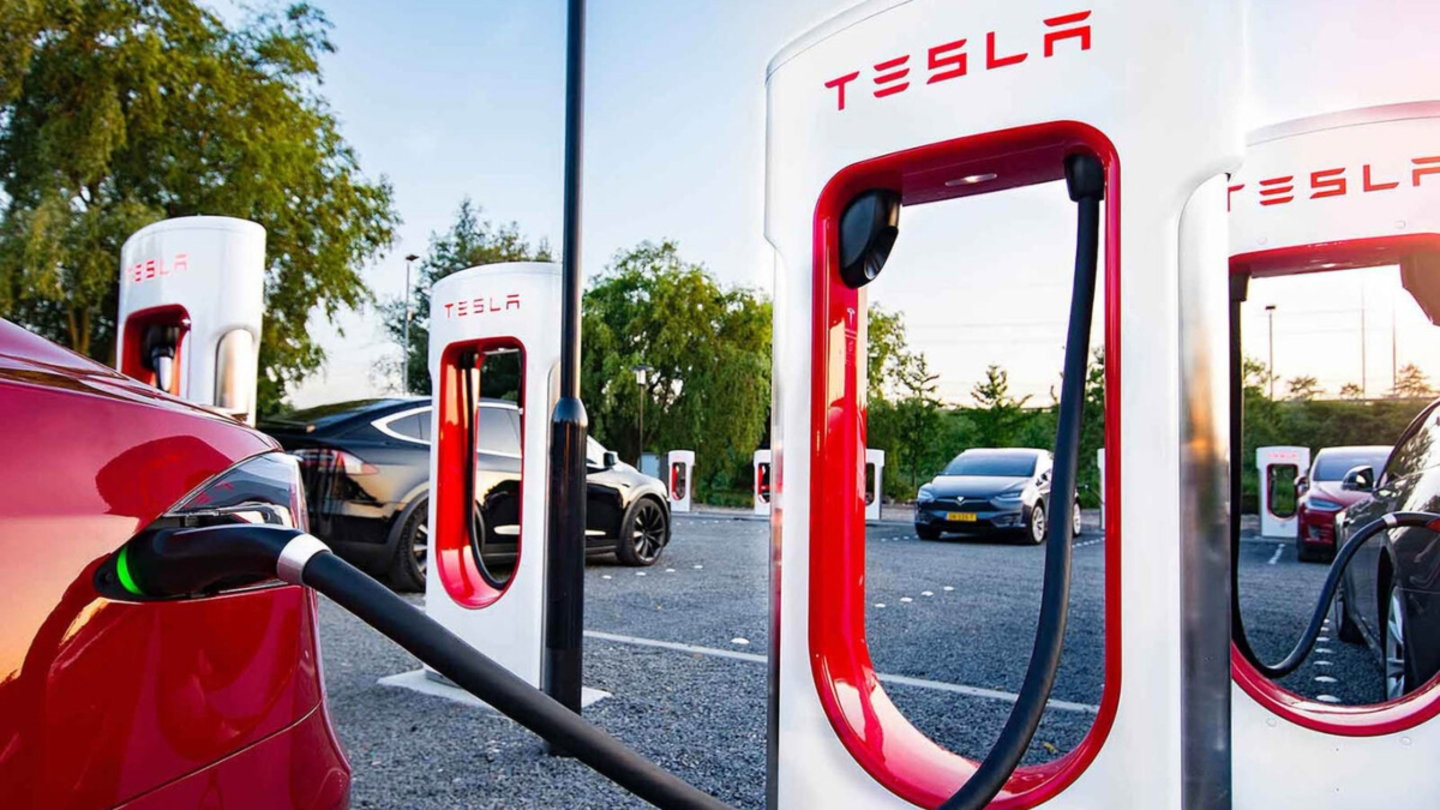 Tesla red Supercharger