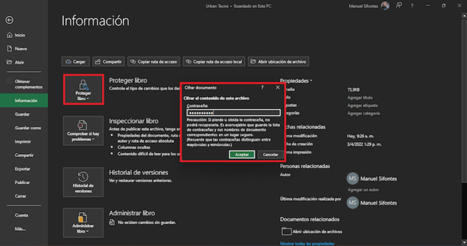 Así puedes poner una contraseña a un archivo de Excel desde la aplicación