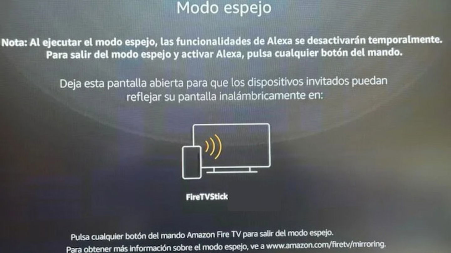 Es importante que actives el Modo espejo en tu Fire TV para poder transmitir la pantalla del móvil