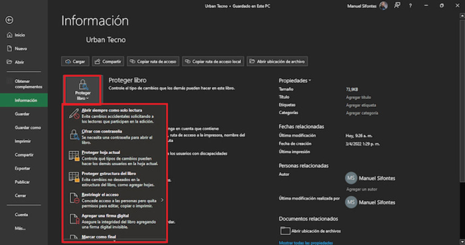 Excel ofrece otras opciones de seguridad para proteger tus libros