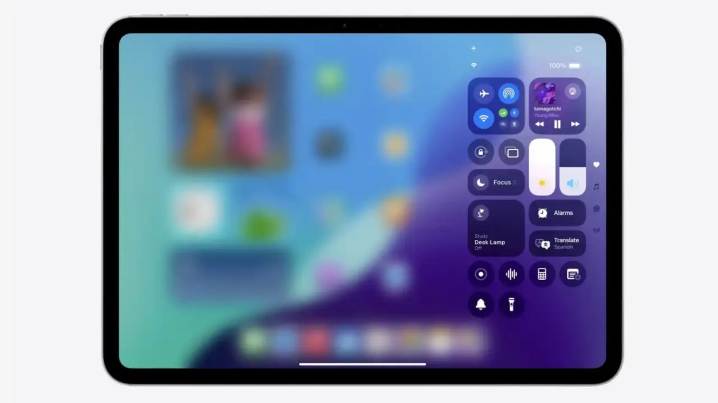 Imagen del nuevo centro de control en iPadOS 18