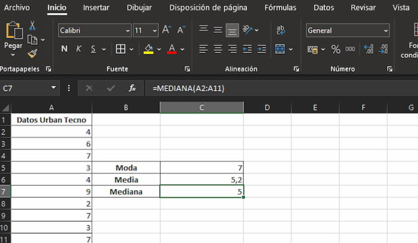 Otro concepto muy fácil de calcular en Excel, definitivamente, es la mediana