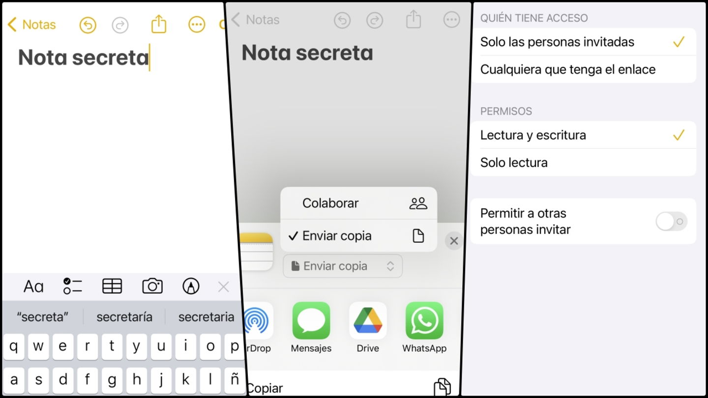 Primeros pasos para crear una conversación secreta con la app Notas del iPhone