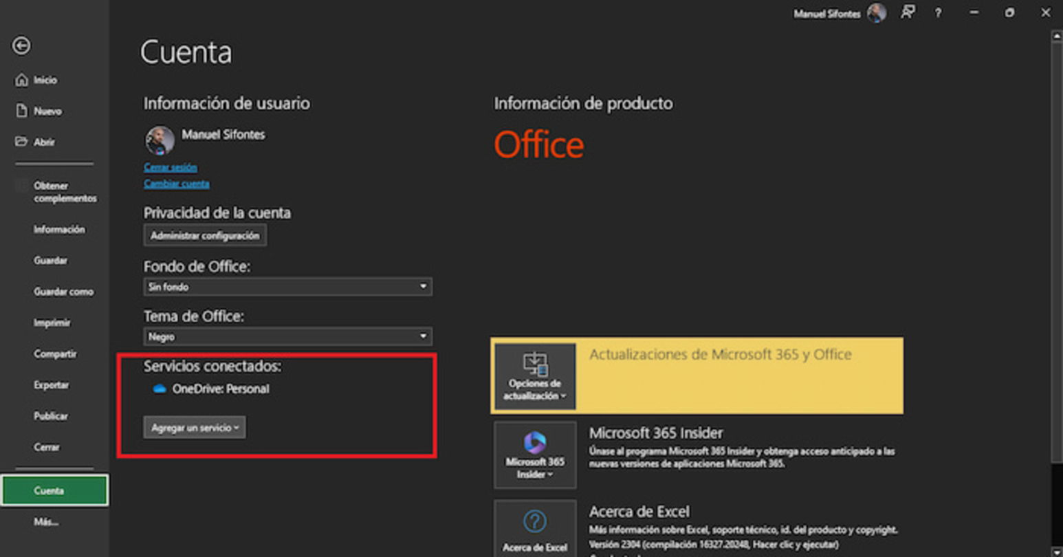 Una estupenda forma de evitar perder los cambios en tus hojas de cálculo es conectando tu cuenta de OneDrive