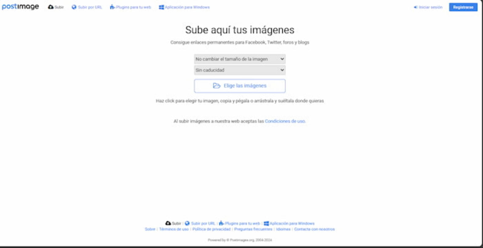 Esta web es bastante minimalista y funciona muy bien para subir y compartir imágenes temporales