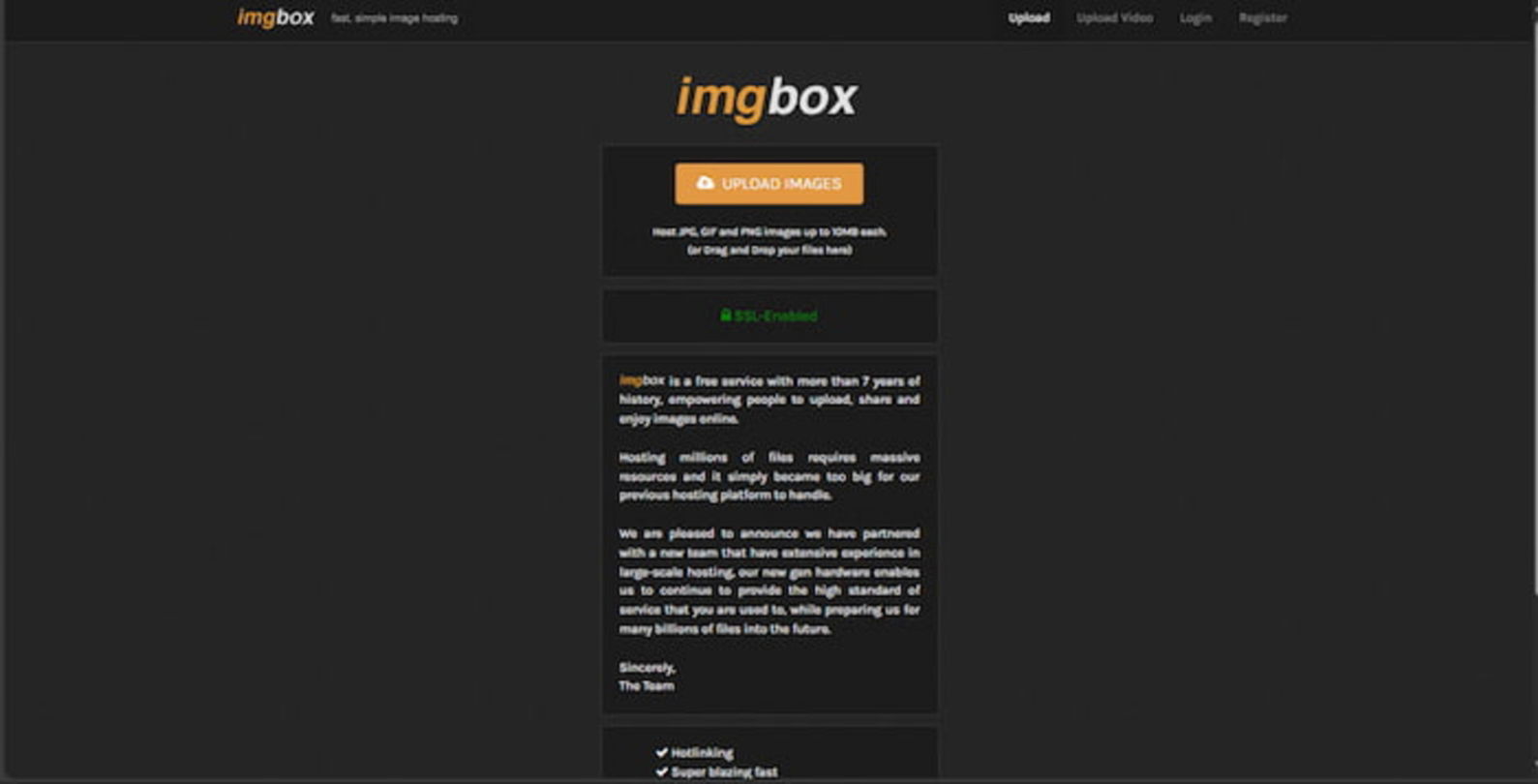 Imgbox es una web minimalista en la que no solo puedes subir imágenes temporales, sino también vídeos