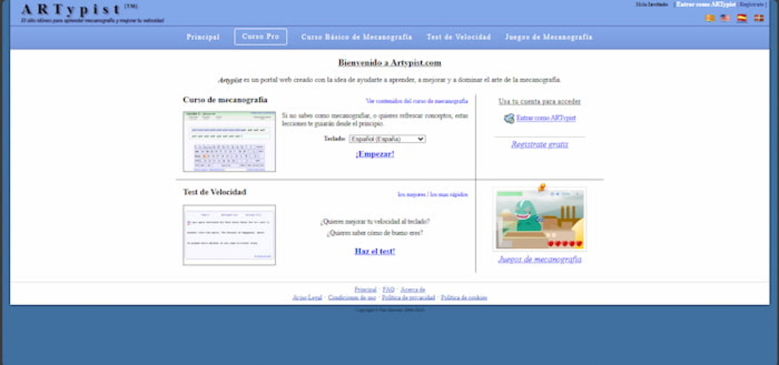 Esta plataforma tiene una interfaz bastante simple, pero es muy útil para aprender mecanografía