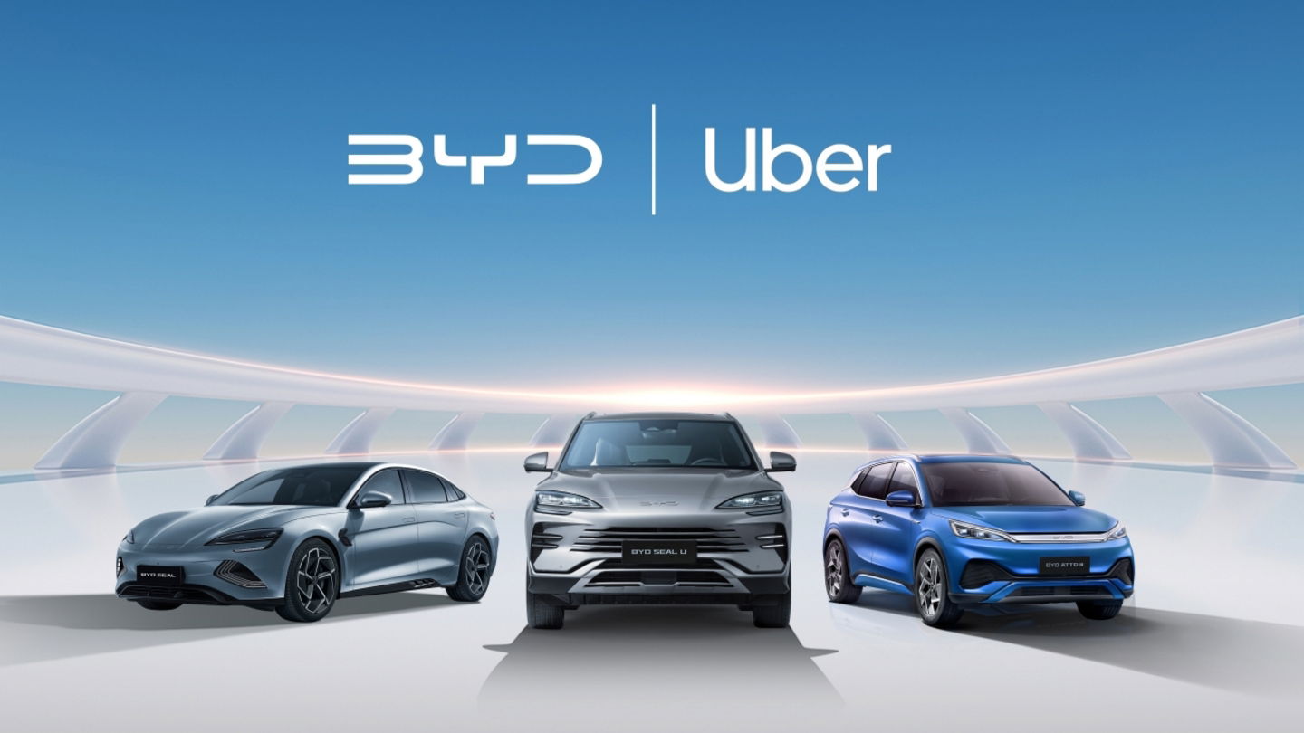 Imagen promocional del acuerdo entre BYD y Uber