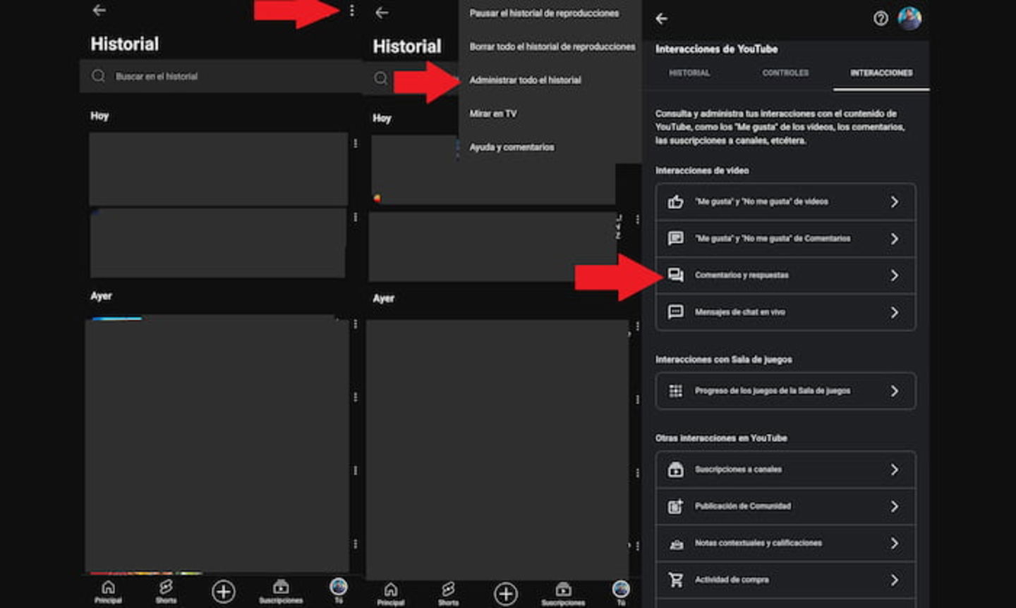 También puedes consultar los comentarios que hiciste en YouTube desde el móvil