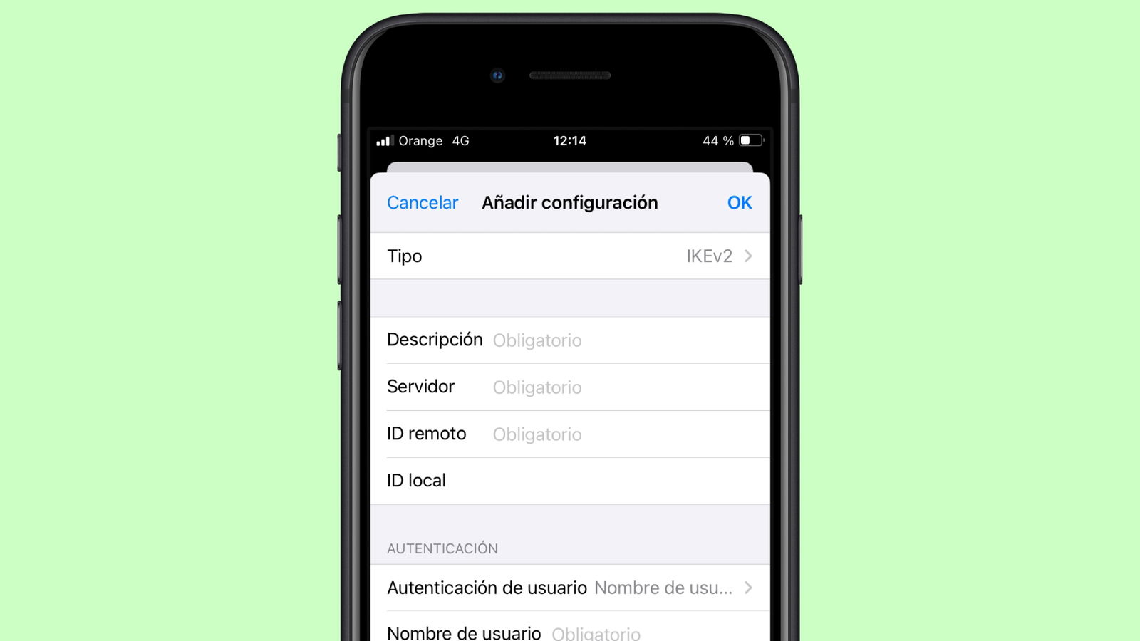 Añadir configuración VPN en iPhone