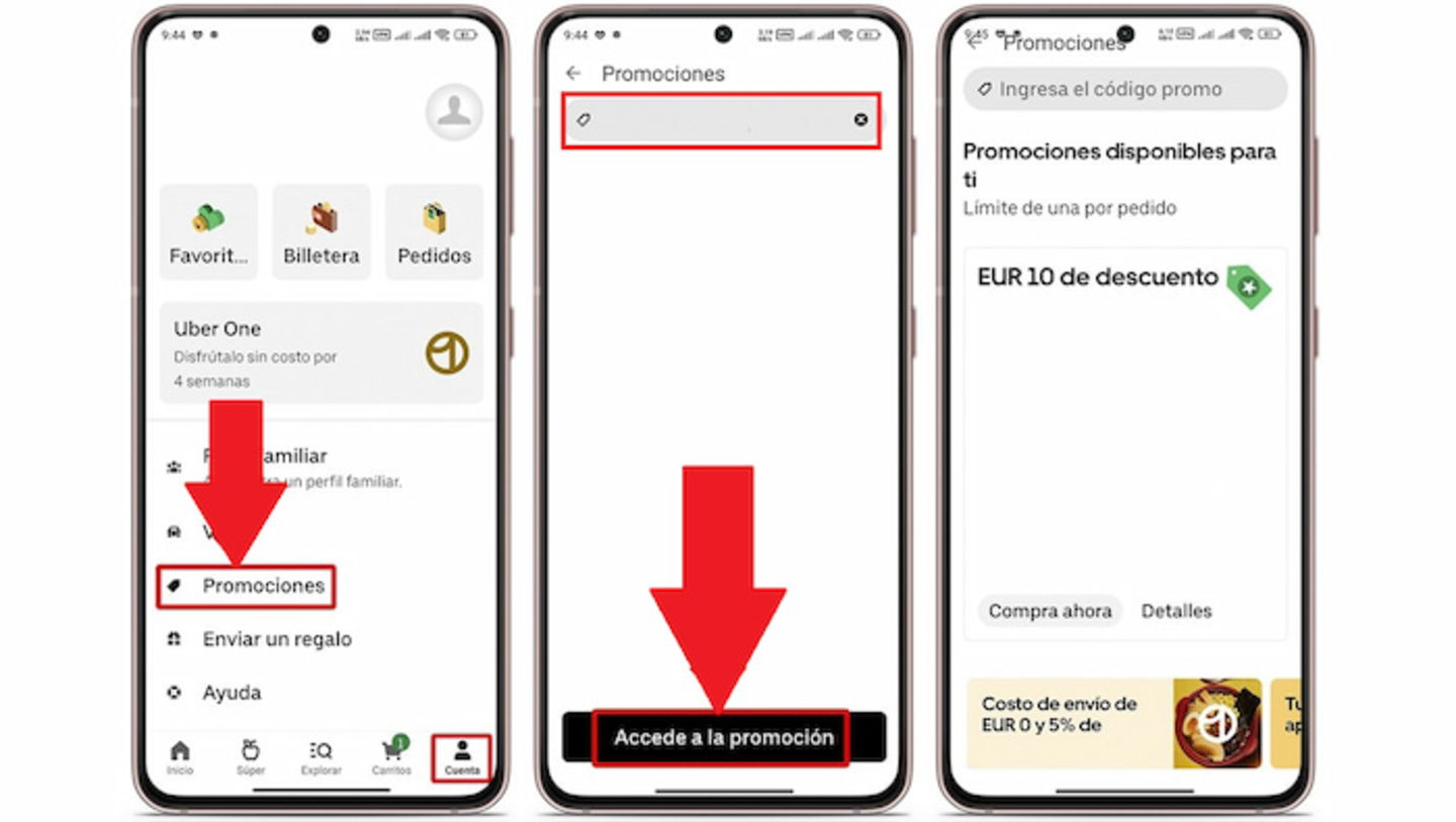 Así de fácil puedes registrar tus códigos de descuento en la app móvil de Uber Eats