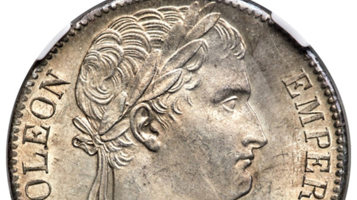 Imagen de los 2 francos de 1815 con la cara de Napoleón