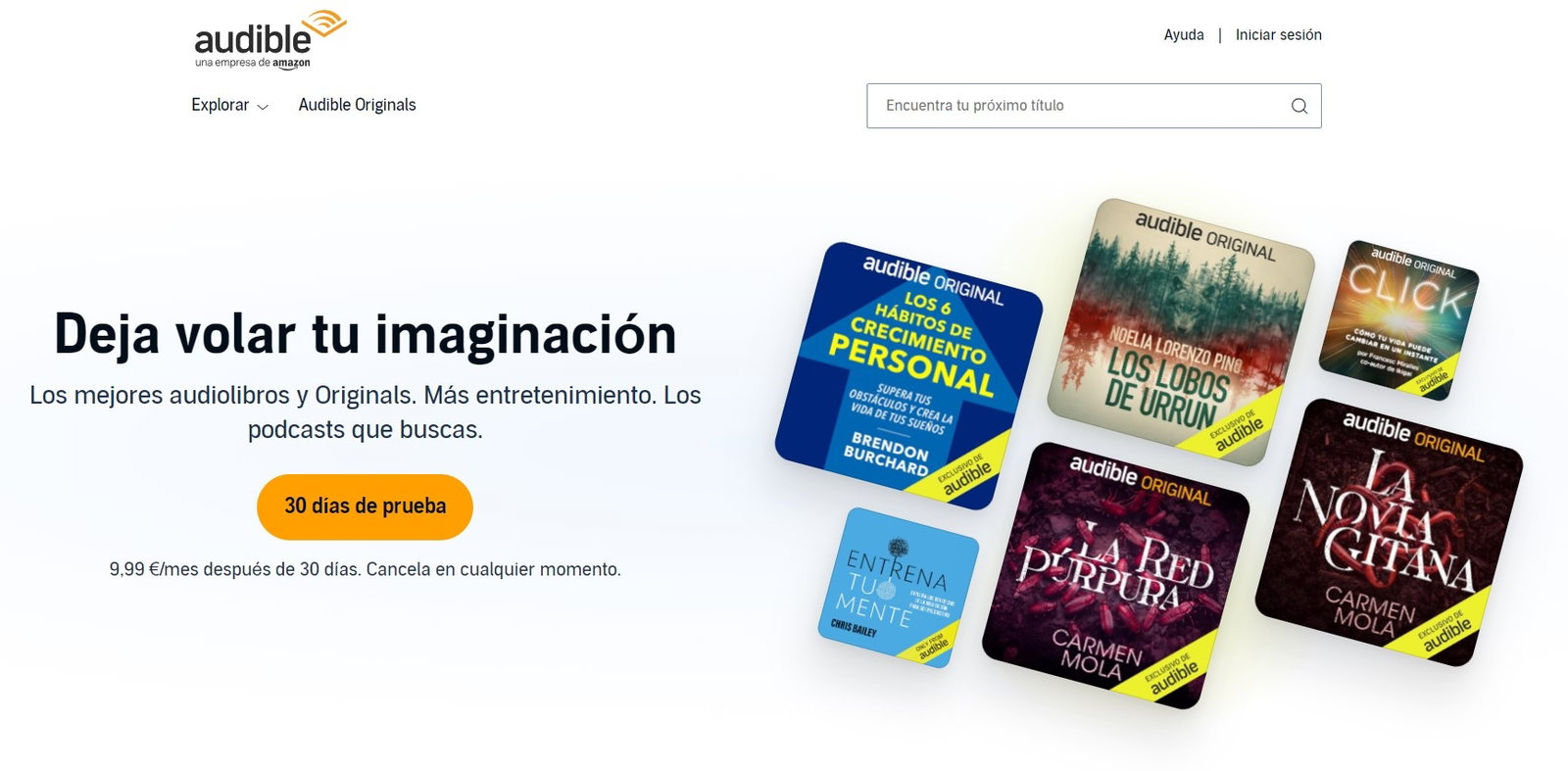 Página de inicio de Audible