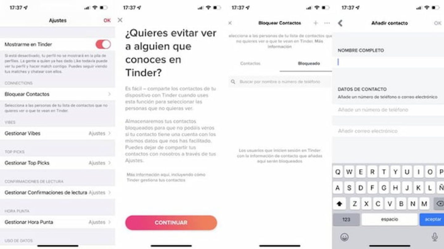 Siempre es útil bloquear a los contactos que tienes en Tinder para evitar que vean tu perfil