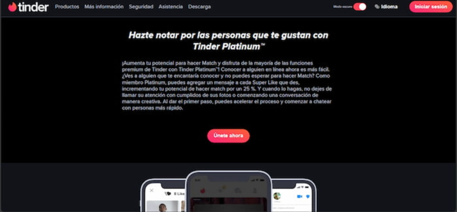 Tinder Platinum permite que los usuarios destaquen y se hagan notar