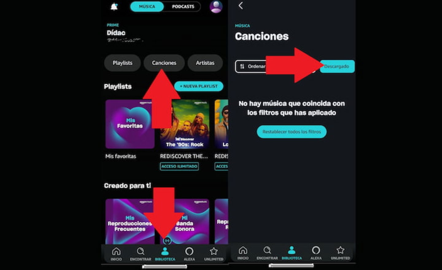 Así de fácil es consultar las canciones descargadas en Prime Music