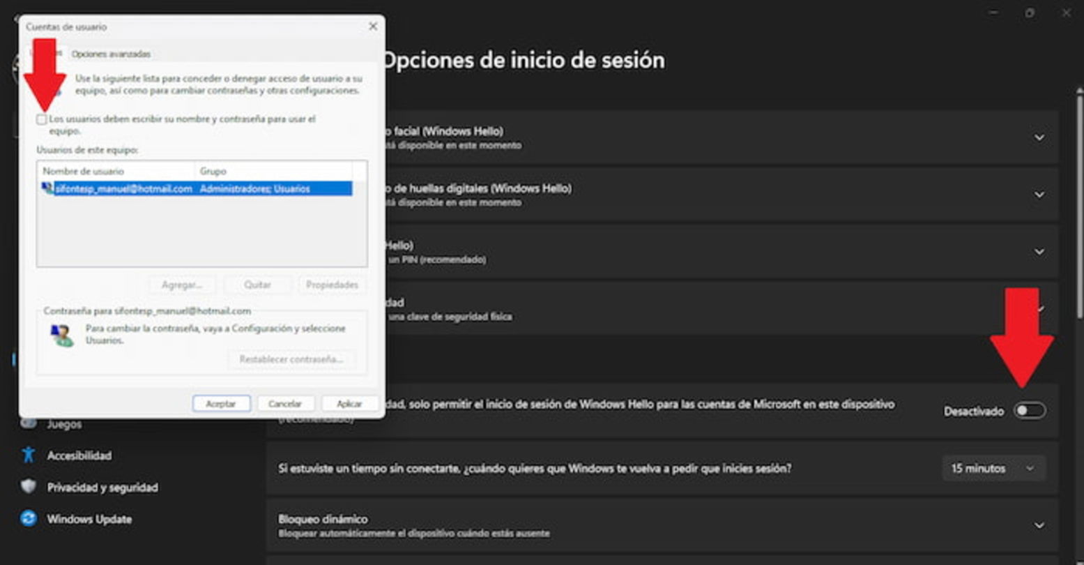 Así de fácil puedes desactivar el hecho de tener que introducir contraseñas en Windows 11