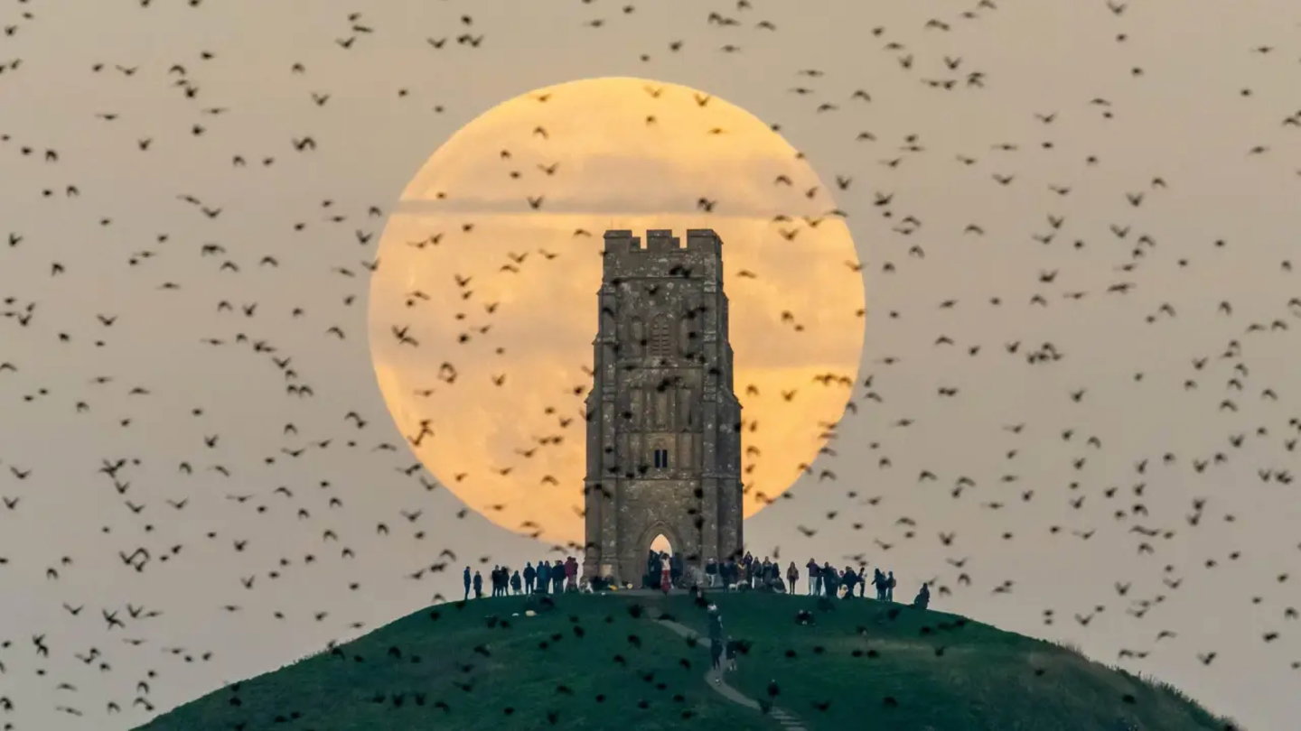 Imagen de la torre de San Miguel desde Glastonbury Tor