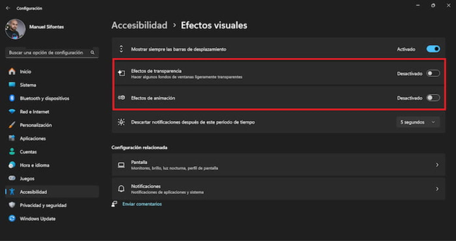 Puedes desactivar las animaciones de Windows 11 de forma sencilla