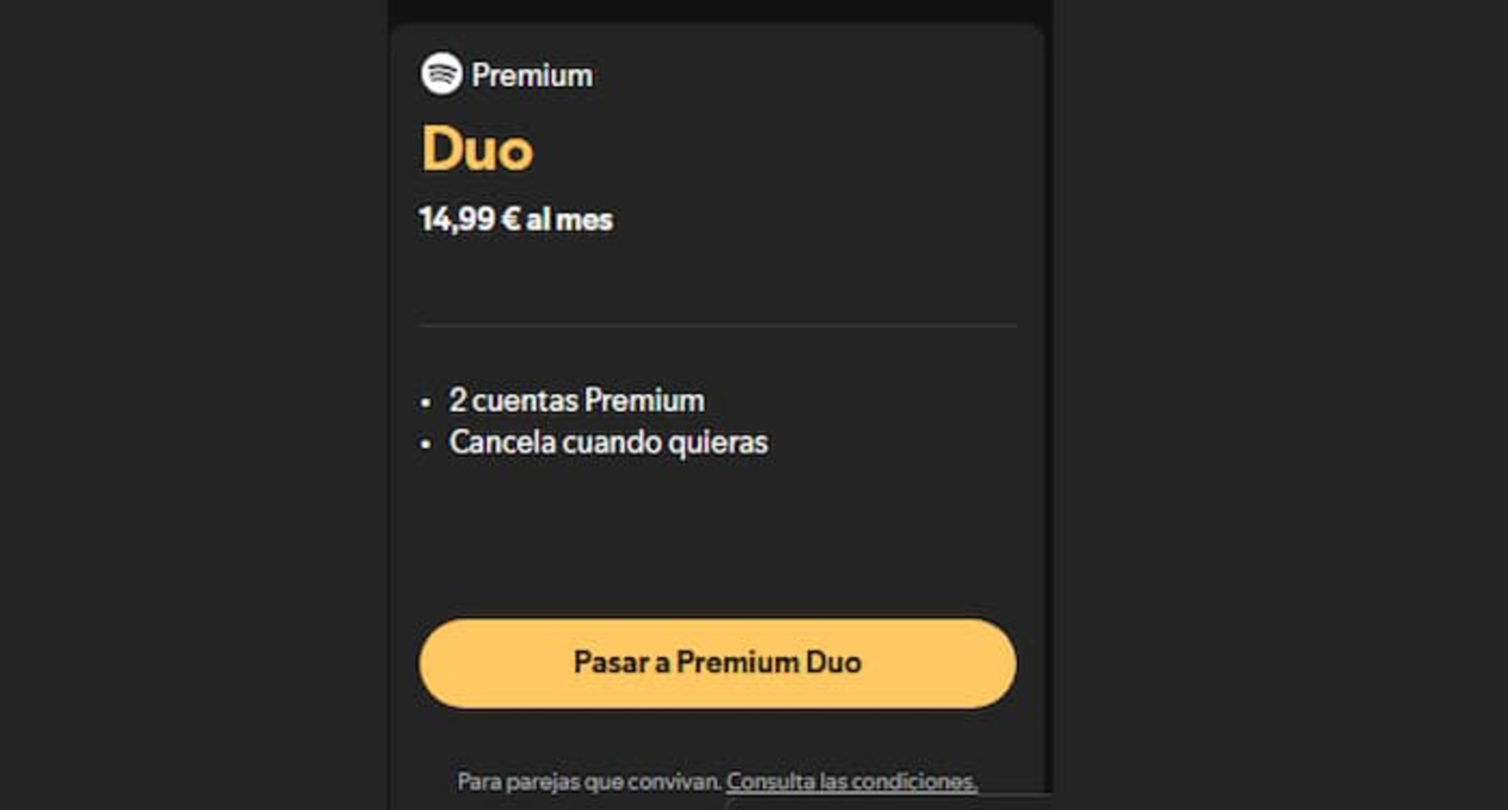 Spotify Duo te permite dividir el pago de la mensualidad entre dos personas