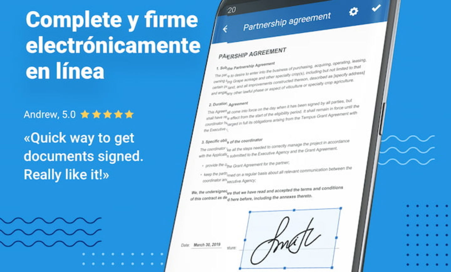 Esta aplicación también permite firmar documentos de forma rápida desde el móvil y gratis