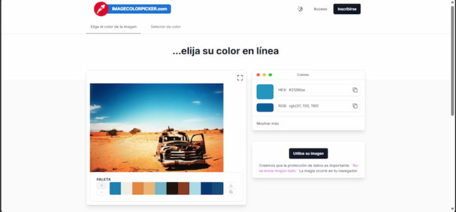 Esta es una de las mejores plataformas para identificar los colores de una imagen y se expresan en varios códigos