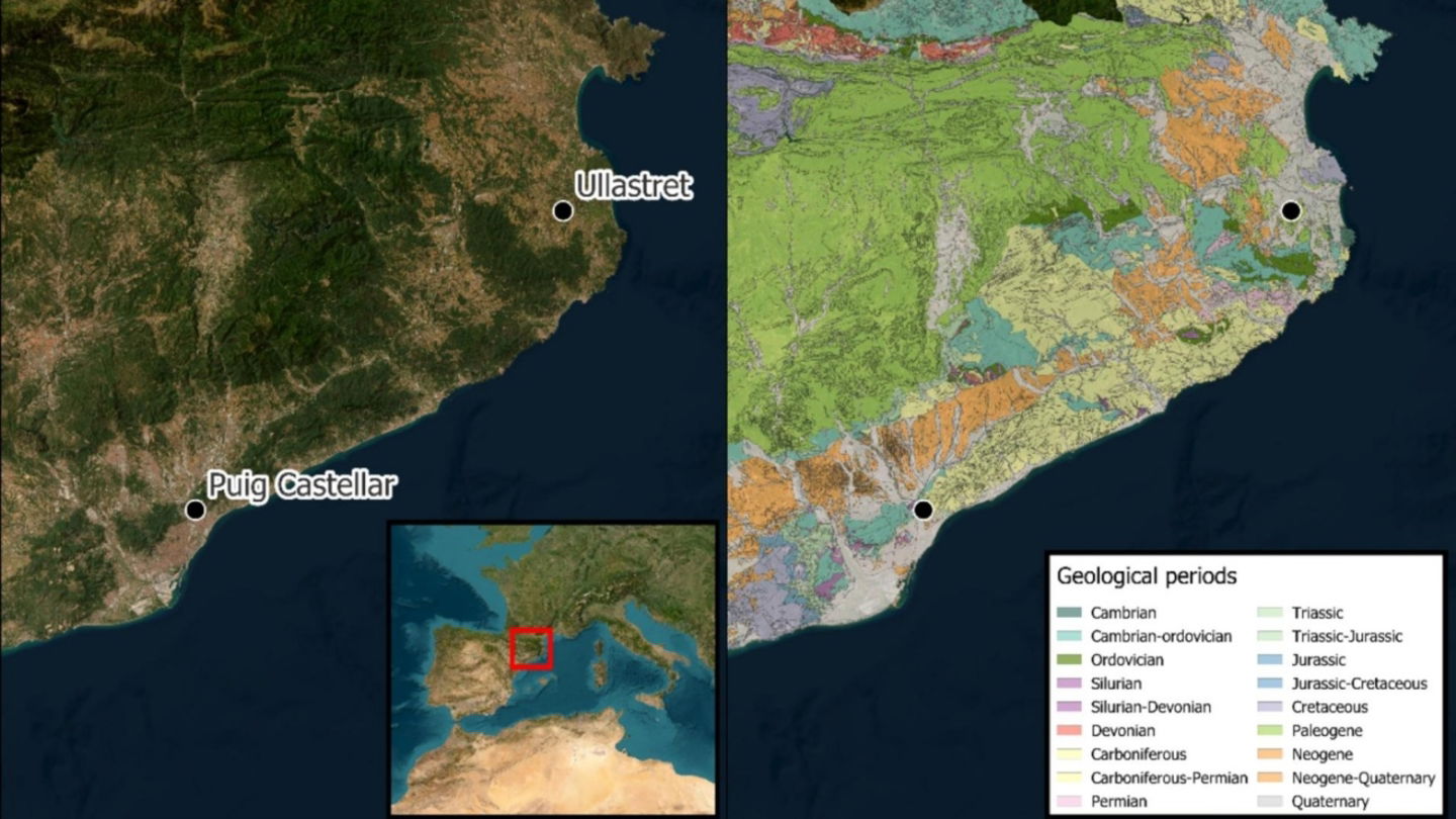 Mapa con los yacimientos de Puig Castellar y Ullastret