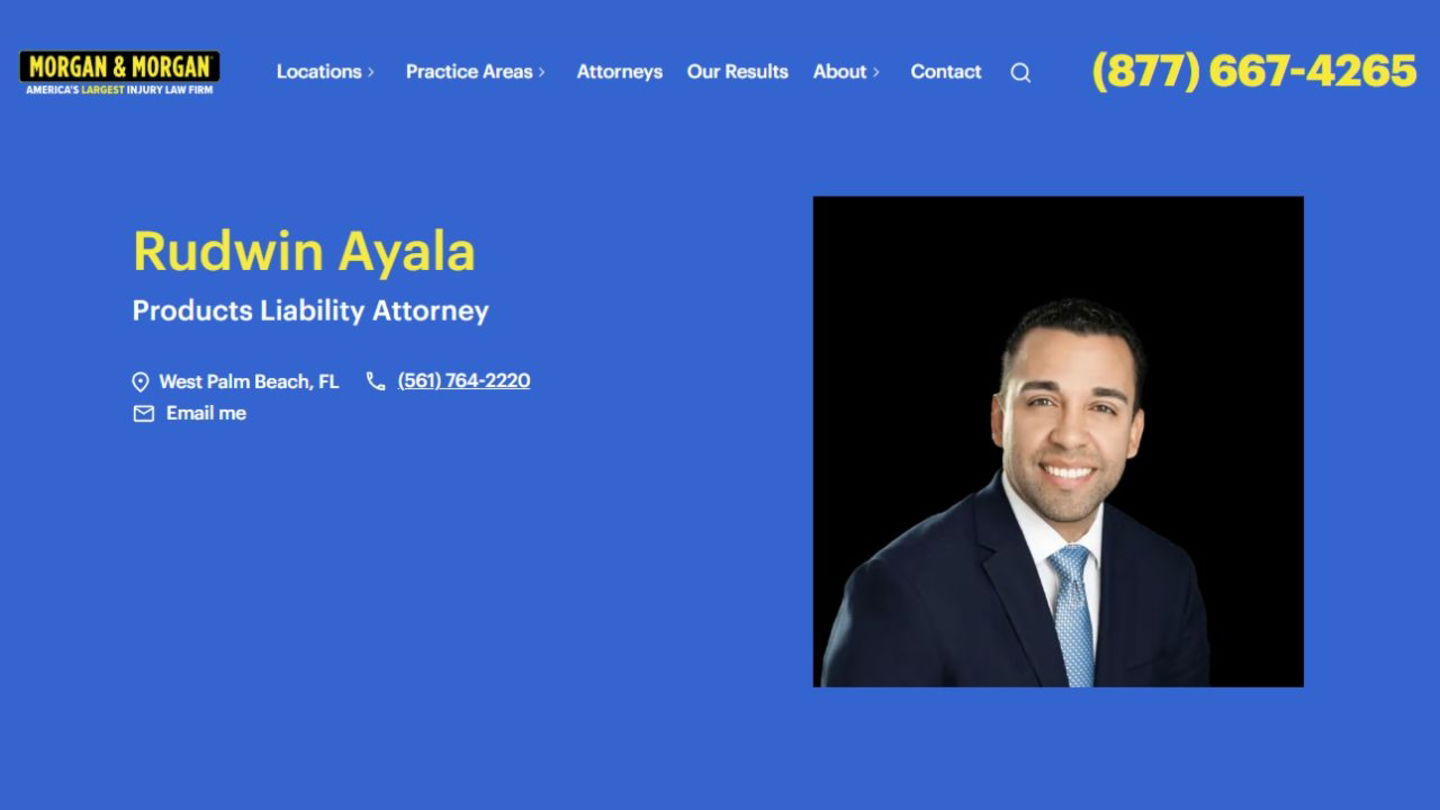 Perfil de Rudwin Ayala en el sitio web oficial