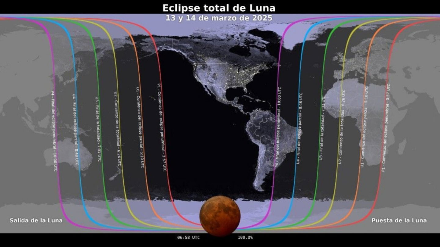 Visibilidad del próximo eclipse total de Luna