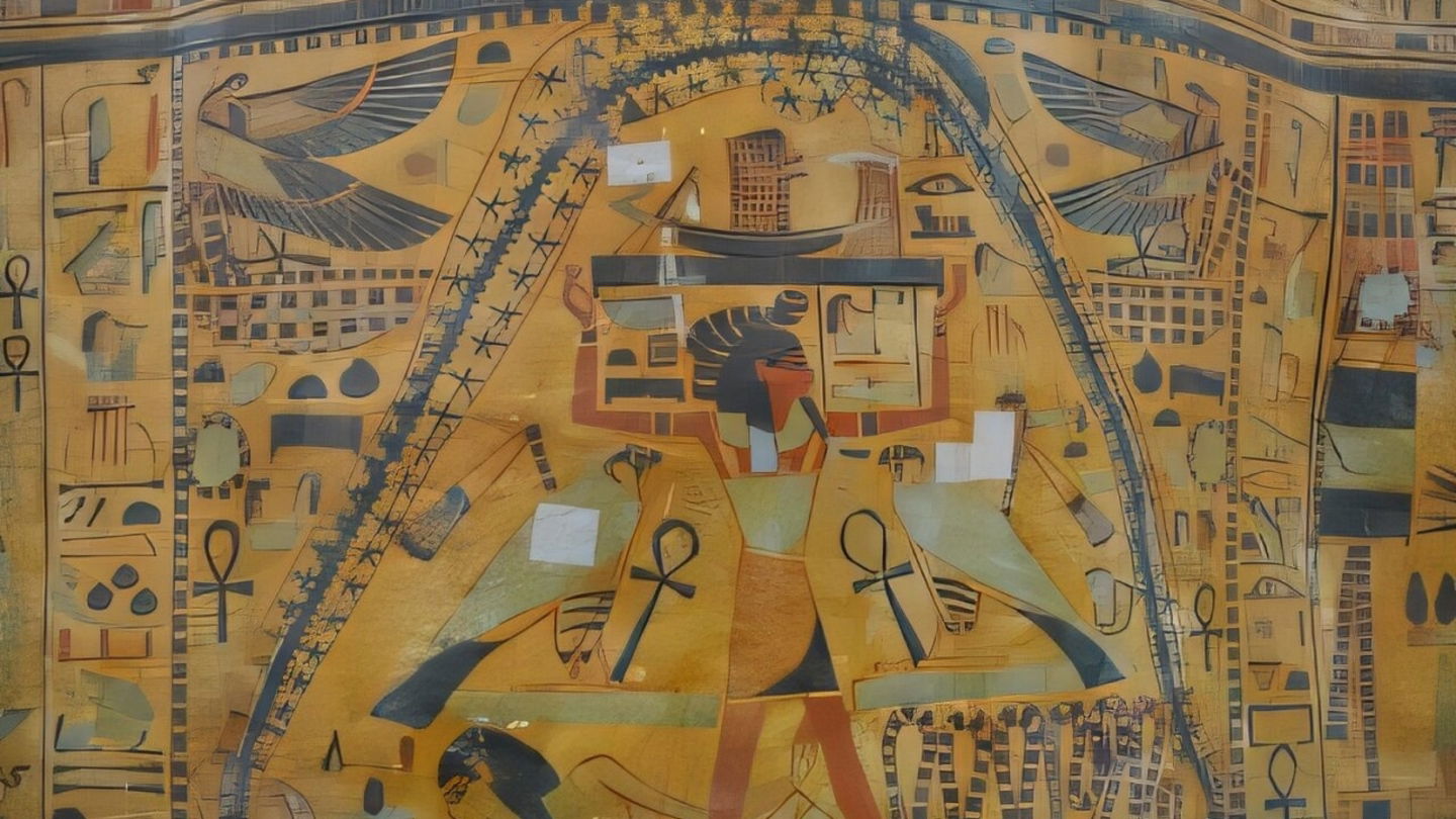 Representación de la diosa Nut en el ataúd de Nesitaudjatakhet