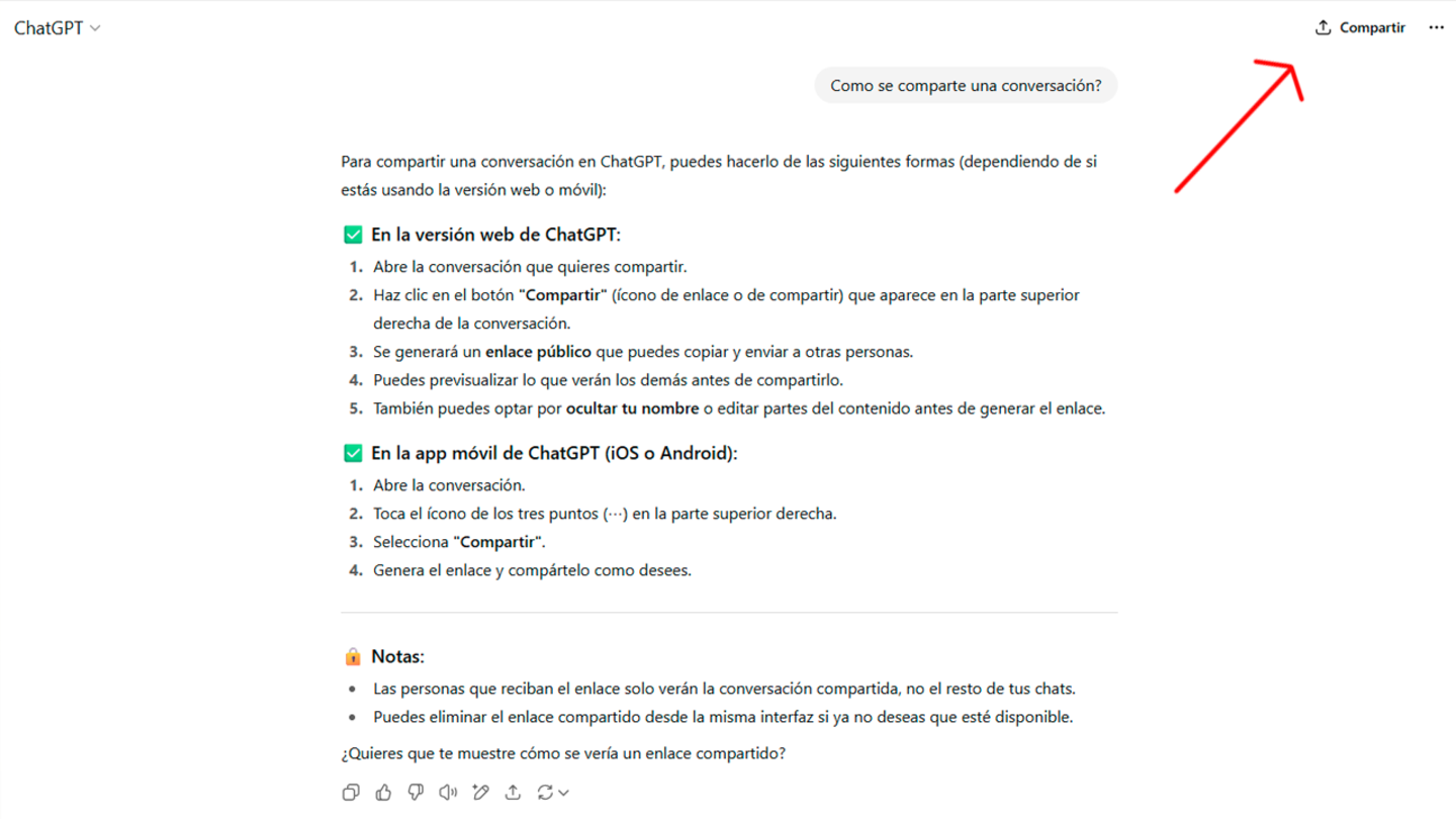 Como compartir un chat